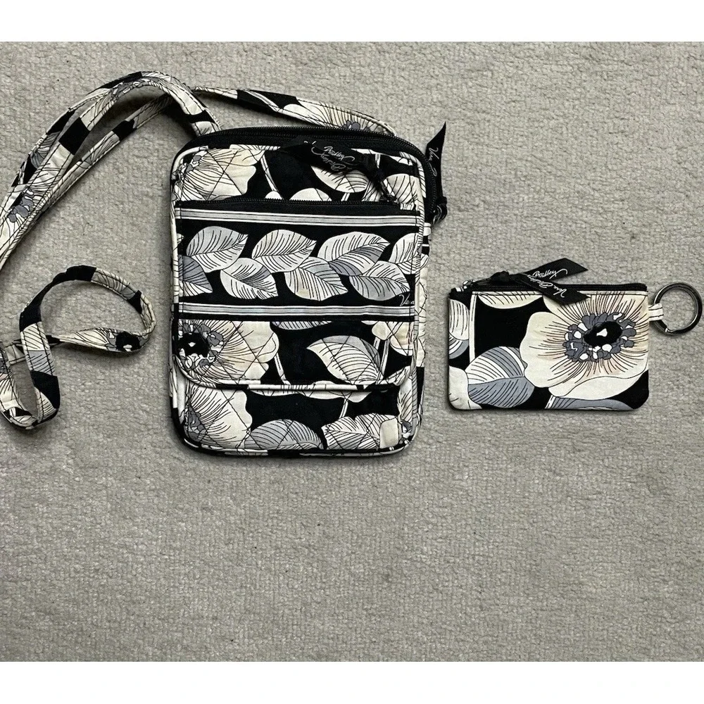 Vera Bradley Crossbody Mini Hipster in Camelia Pattern Purse And ID Wallet